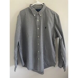 Ralph Lauren Mens XL Classic Fit Gingham Button Down Shirt Black White Check